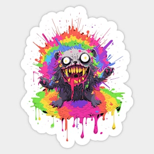 Acid Rainbow Beastly Badger Comic Horror Art I Sticker